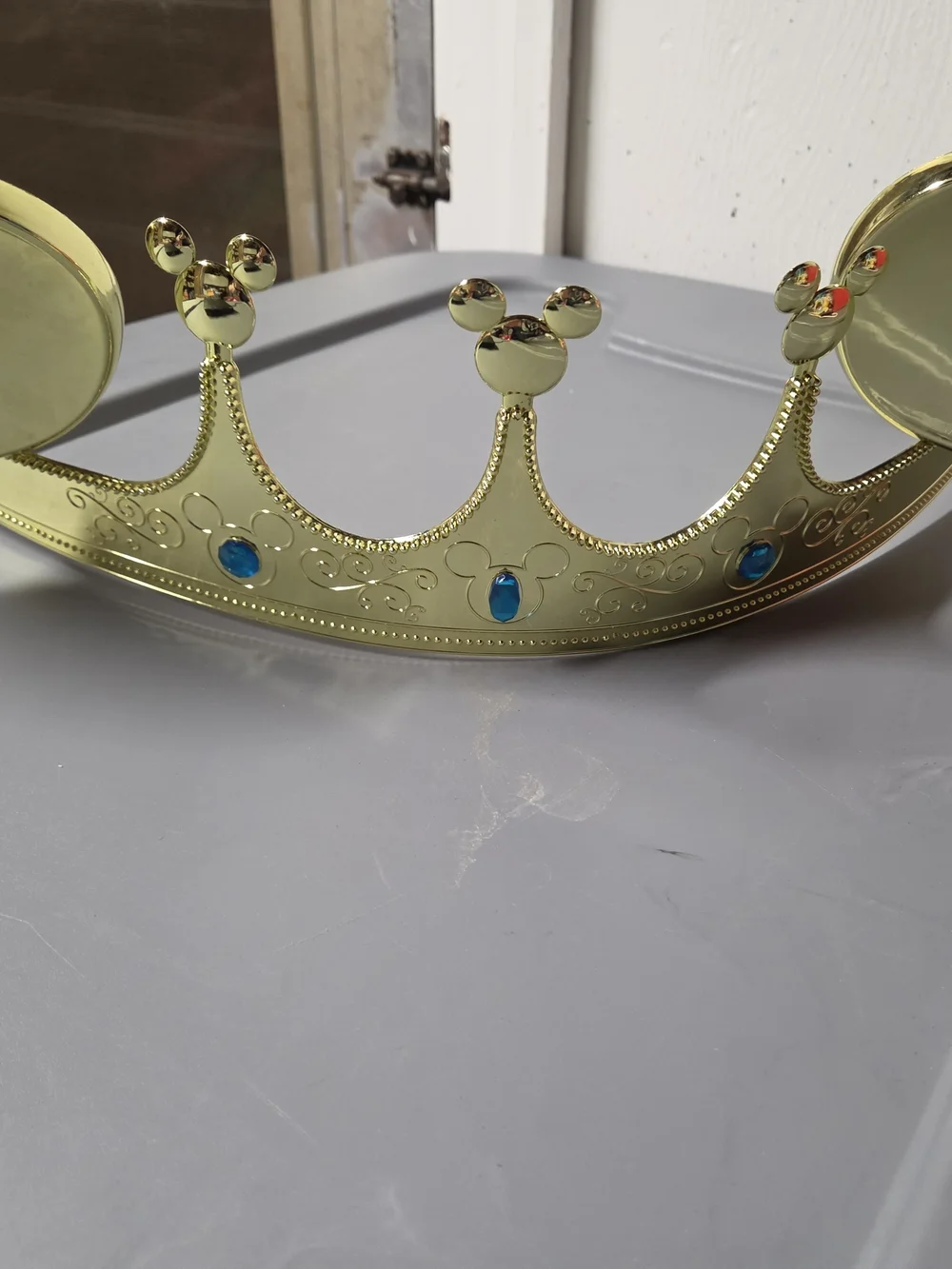 Disney Gold Mickey Mouse Crown Headband with Blue Gems